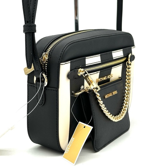 Michael Kors Large EW Zip Chain Xbody Crossbody Bag & TZ Coinpouch w/ID Black - Picture 4 of 15